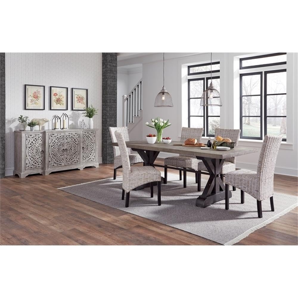 Kosas Home Aurora 4-Door Transitional Mango Wood Sideboard in Gray