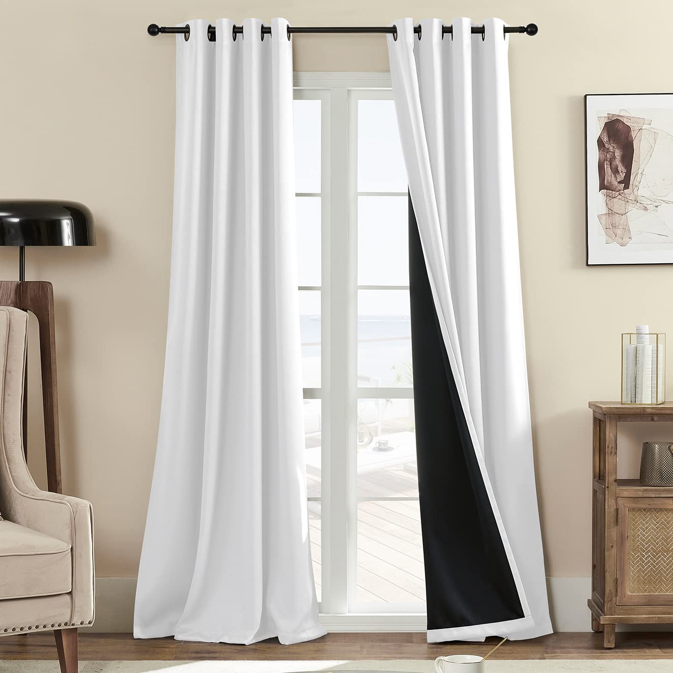 100% Blackout Curtain Panels, 84 Inches 2 Panel Sets, Heat And Full Light Blocking Drapes With Grommets For Bedroom, Thermal Ins