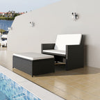 vidaXL 2 Piece Patio Lounge Set - Multifunctional Outdoor Suite with Sofa Bed/Stool Option, Poly Rattan, Weather-Resistant Construction, Comfortable Seat & Back Cushions, Black