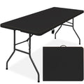 Best Choice Products 6Ft Plastic Folding Table, Indoor Outdoor Heavy Duty Portable W/Handle, Lock For Picnic, Party, Camping - Black