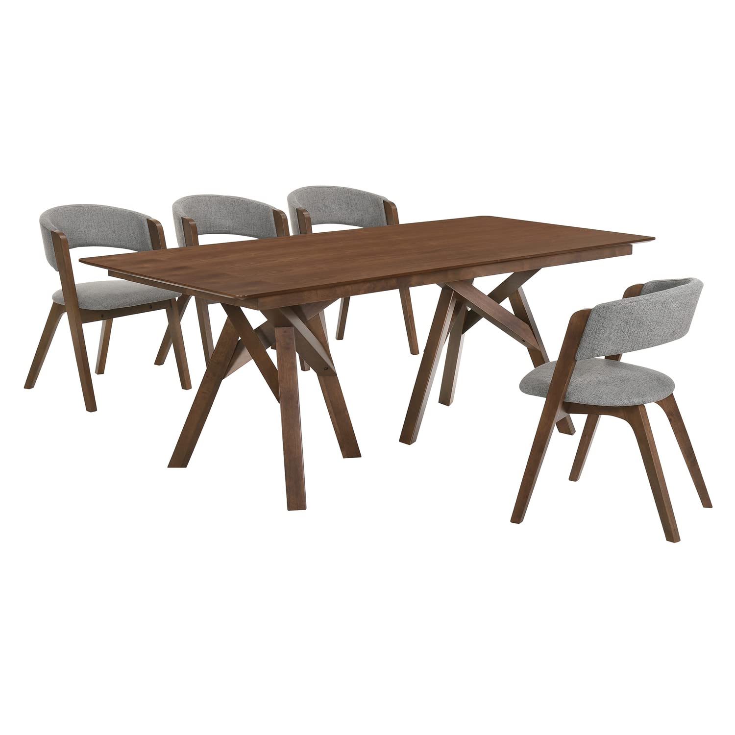 Armen Cortina Rowan 5 Piece Walnut Dining Table and Chair Set