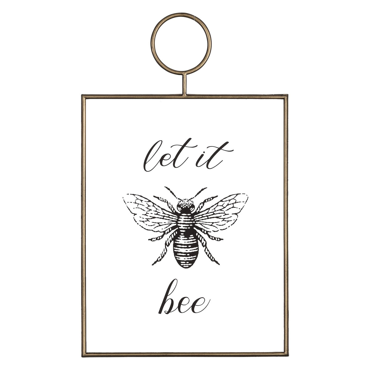 HomeRoots Multi Glass Gold Metal Framed Let It Bee Wall Art