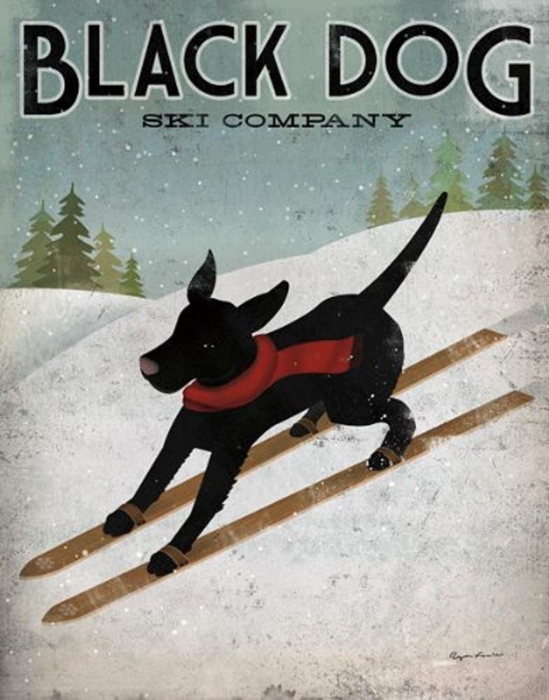 Picture Peddler Black Dog Ski Ryan Fowler Skiing Labrador Pets Animals Print Poster 12x12