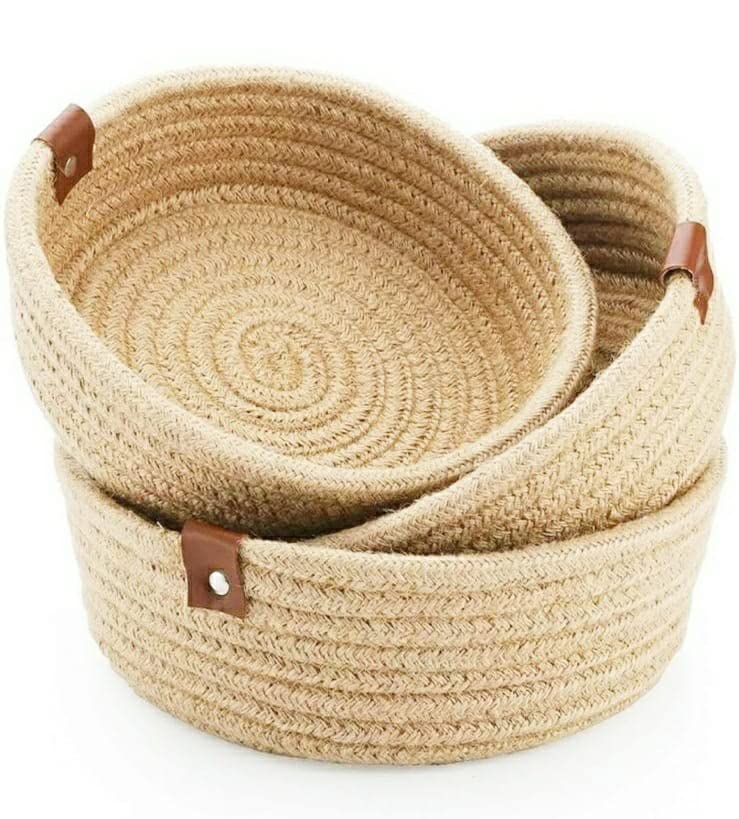 CURSHEET HOMZ Pure Cotton Rope Storage Handwoven Shelf Basket For Home And Kitchen, Office Bedroom, Multipurpose Use Storage Bas