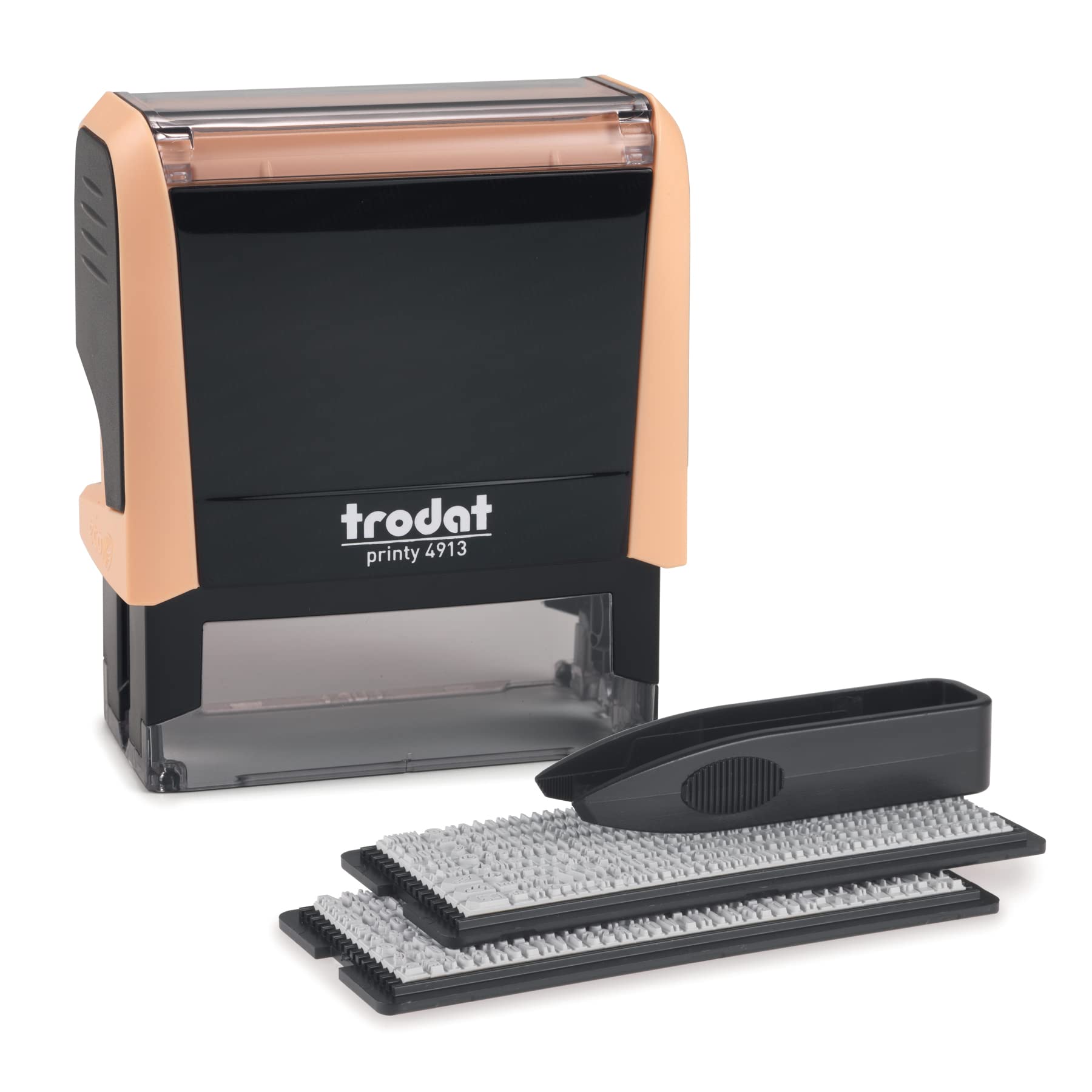 Trodat Printy 4913 Self Inking Pastel Orange Do It Yourself (Diy) 5 Line Personalized Custom Message Or Address Stamp Kit With B