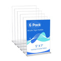 Zongxing 6 Pack Acrylic Sign Holder 5 X 7, Clear Double Side T Shape Acrylic Table Sign Stands For Displaying, Flyer Holder Pape