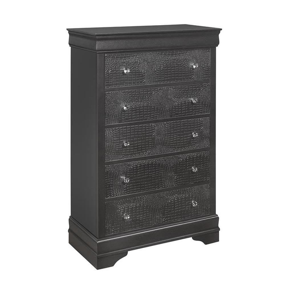 Global Furniture Usa Pompei Chest Gray Finish Dresser, Metallic Grey, Pompei-Metallic Grey-Ch