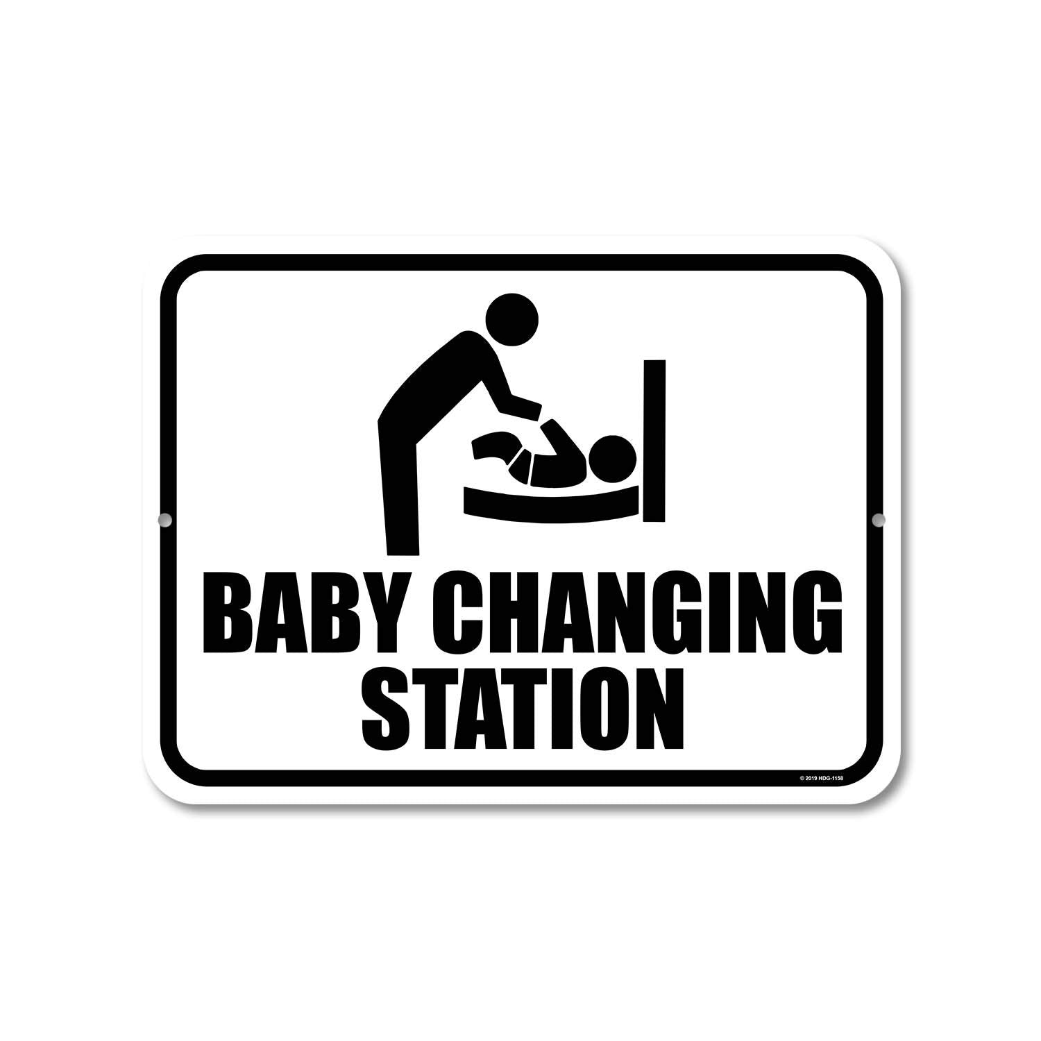 Honey Dew Gifts Restroom Sign, Baby Changing Station 9 inch by 12 inch Metal Aluminum Baby Changing Station Sign for Business, M