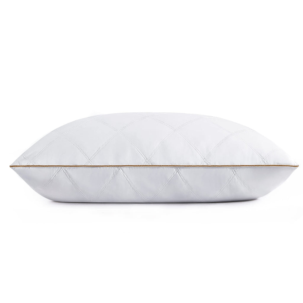 Puredown Goose Feathers And Down Pillow With Diamond Quilting Breathable Downproof Cover, Pack Of 1, King Size