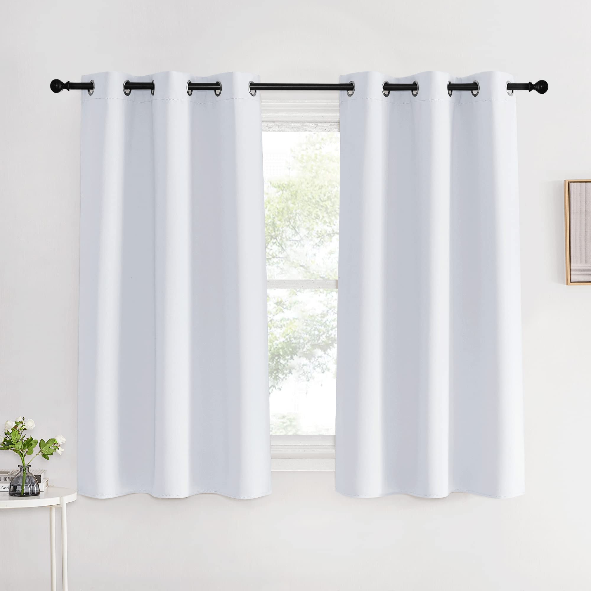 Nicetown Room Darkening Draperies Curtains Panels, Greyish White, 2 Panels, 42 By 60, Window Treatment Thermal Insulated Grommet