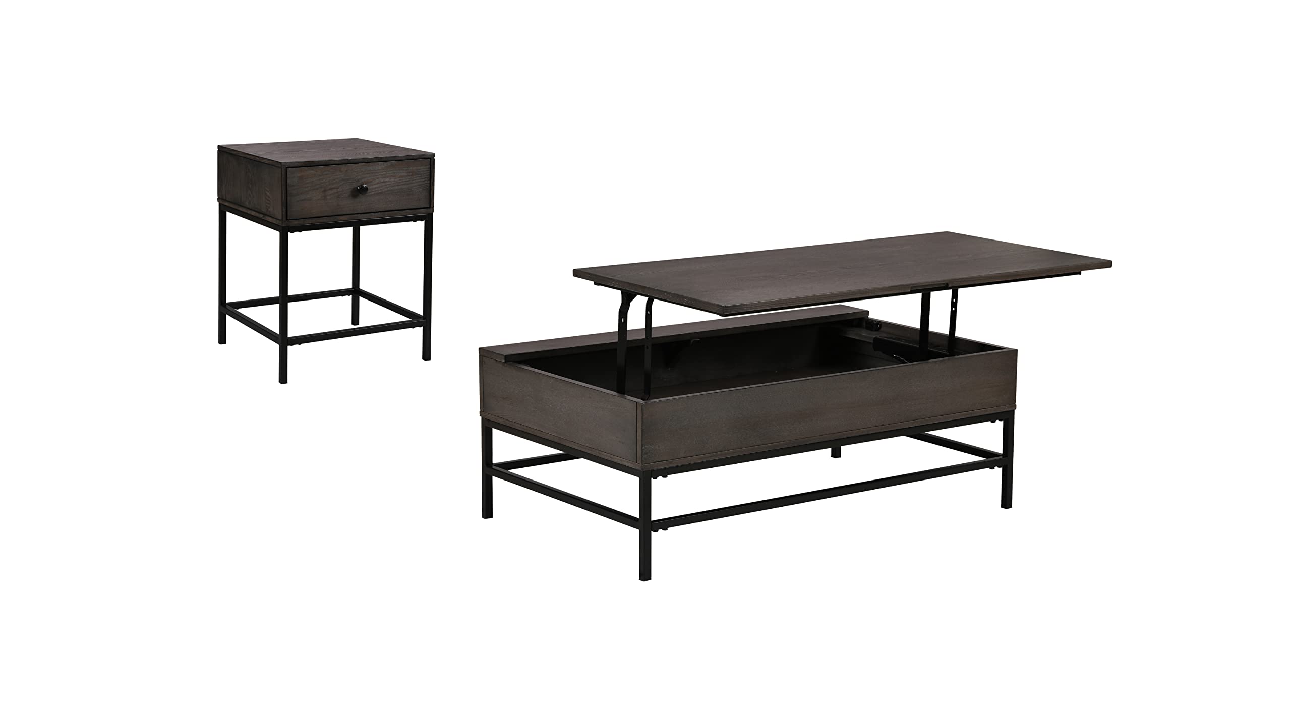 Lilola Home Ava 2 Piece Espresso MDF Lift Top Coffee and End Table Set