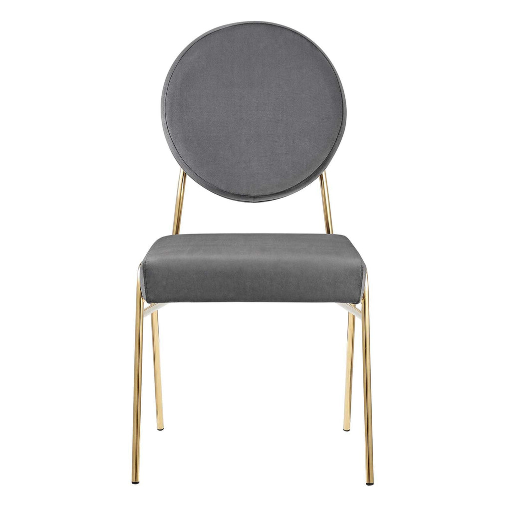 Modway Craft Performance Velvet Upholstered Side Dining Chair in Gold Gray