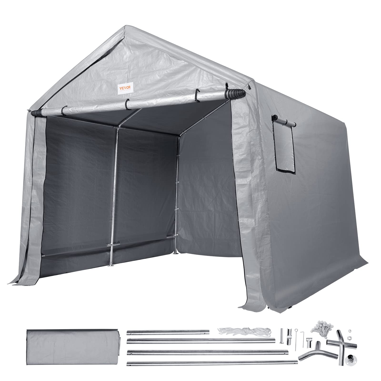 Vevor Portable Shed Outdoor Storage Shelter, 8 X 14 X 7.6 Ft Heavy Duty All-Season Instant Storage Tent Tarp Sheds With Roll-Up