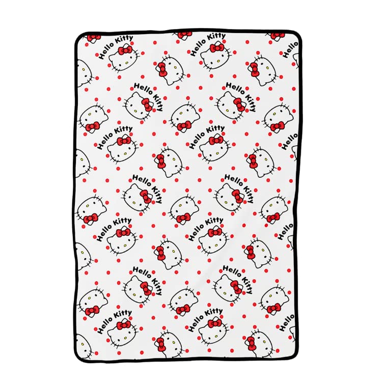Franco Collectibles Hello Kitty Polka Dot Bedding Super Soft Cozy Blanket, 62 in x 90 in, (Officially Licensed Product)