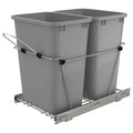 Rev-A-Shelf Double Pullout Trash Can for Under Kitchen Cabinets 35 Qt 12 Gallon Garbage Recycling Bin on Full-Extension Slides, 