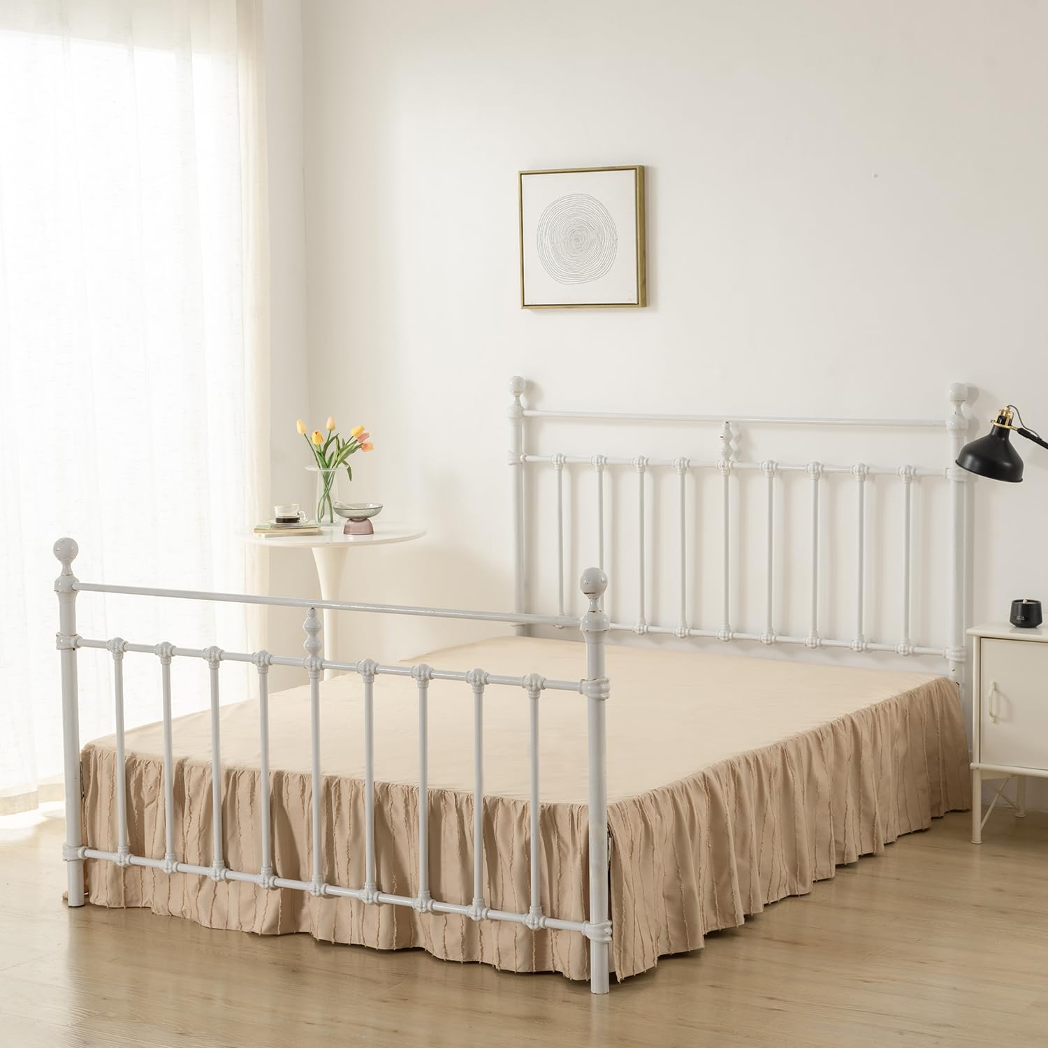 Bed Skirt Full Size, Ruffled Bed Skirt With Split Corners, Full Bed Skirt 14 Inch Drop, Striped Boho Full Size Bed Skirt For Ruf