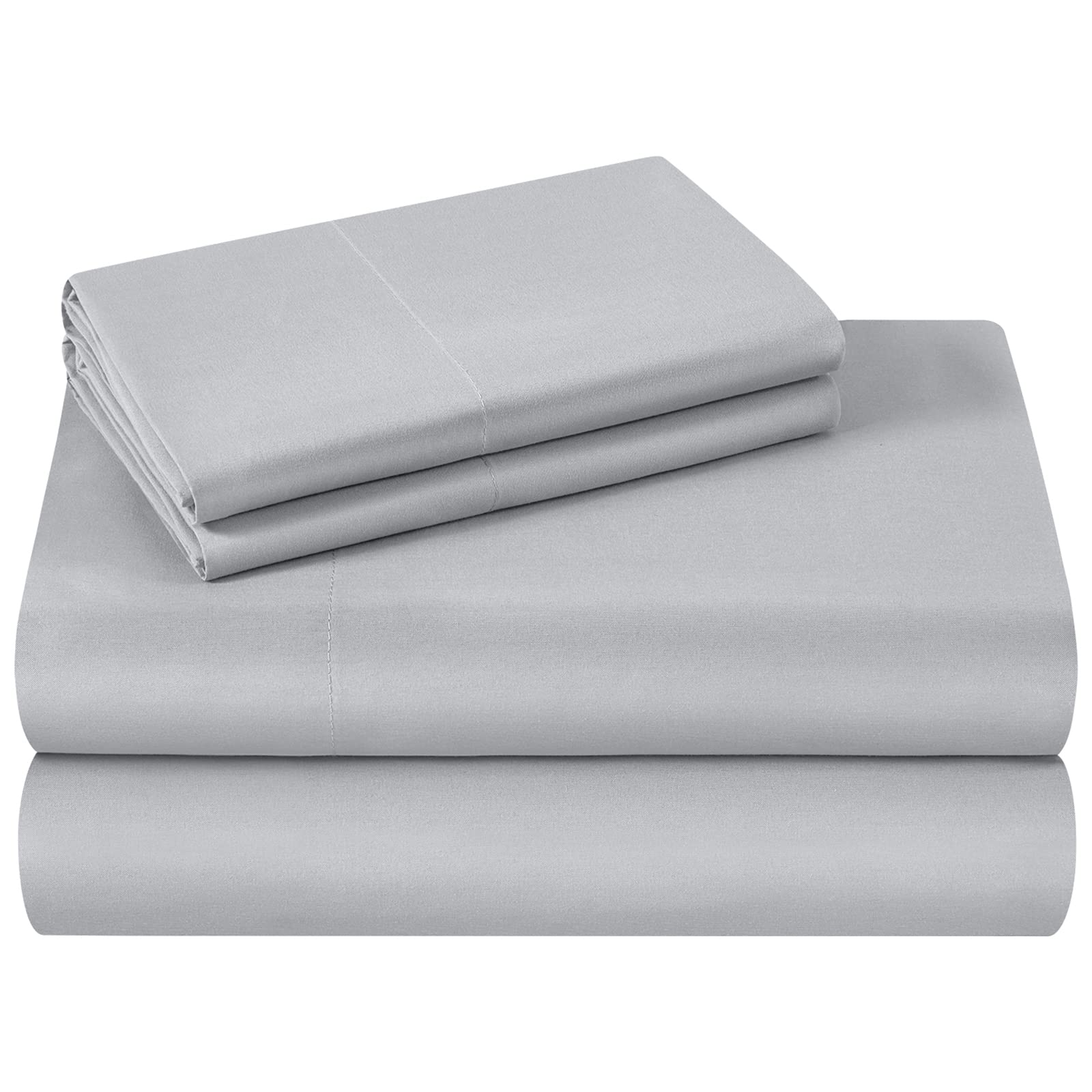 Homeideas Full Size Bed Sheets - 4 Piece Set (Light Grey) - Extra Soft Brushed Microfiber 1800 Bedding Sheets, Deep Pocket, Wrinkle & Fade Free