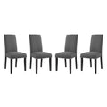 Modway Parcel Modern Upholstered Fabric Four Dining Chairs With Nailhead Trim In Gray