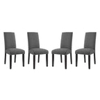 Modway Parcel Modern Upholstered Fabric Four Dining Chairs With Nailhead Trim In Gray
