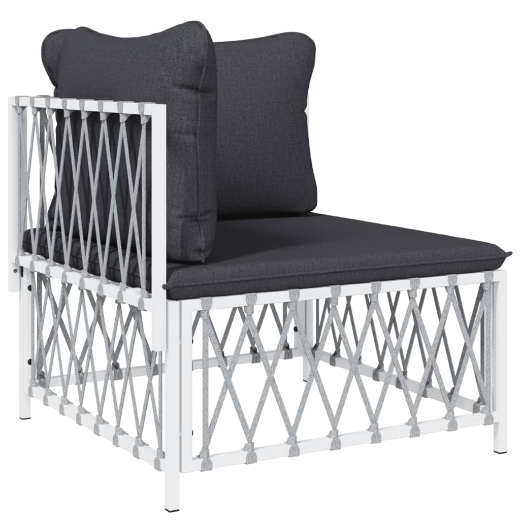 vidaXL Modern 6-Piece Patio Lounge Set - Flexible and Customizable White Steel Modular Design - Weather-Resistant Woven Fabric - Comfortable Outdoor Seating with Thick Cushions