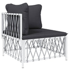 vidaXL Modern 6-Piece Patio Lounge Set - Flexible and Customizable White Steel Modular Design - Weather-Resistant Woven Fabric - Comfortable Outdoor Seating with Thick Cushions