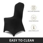 Peomeise 12Pcs Stretch Spandex Chair Cover For Wedding Party Dining Banquet Event (Black, 12)