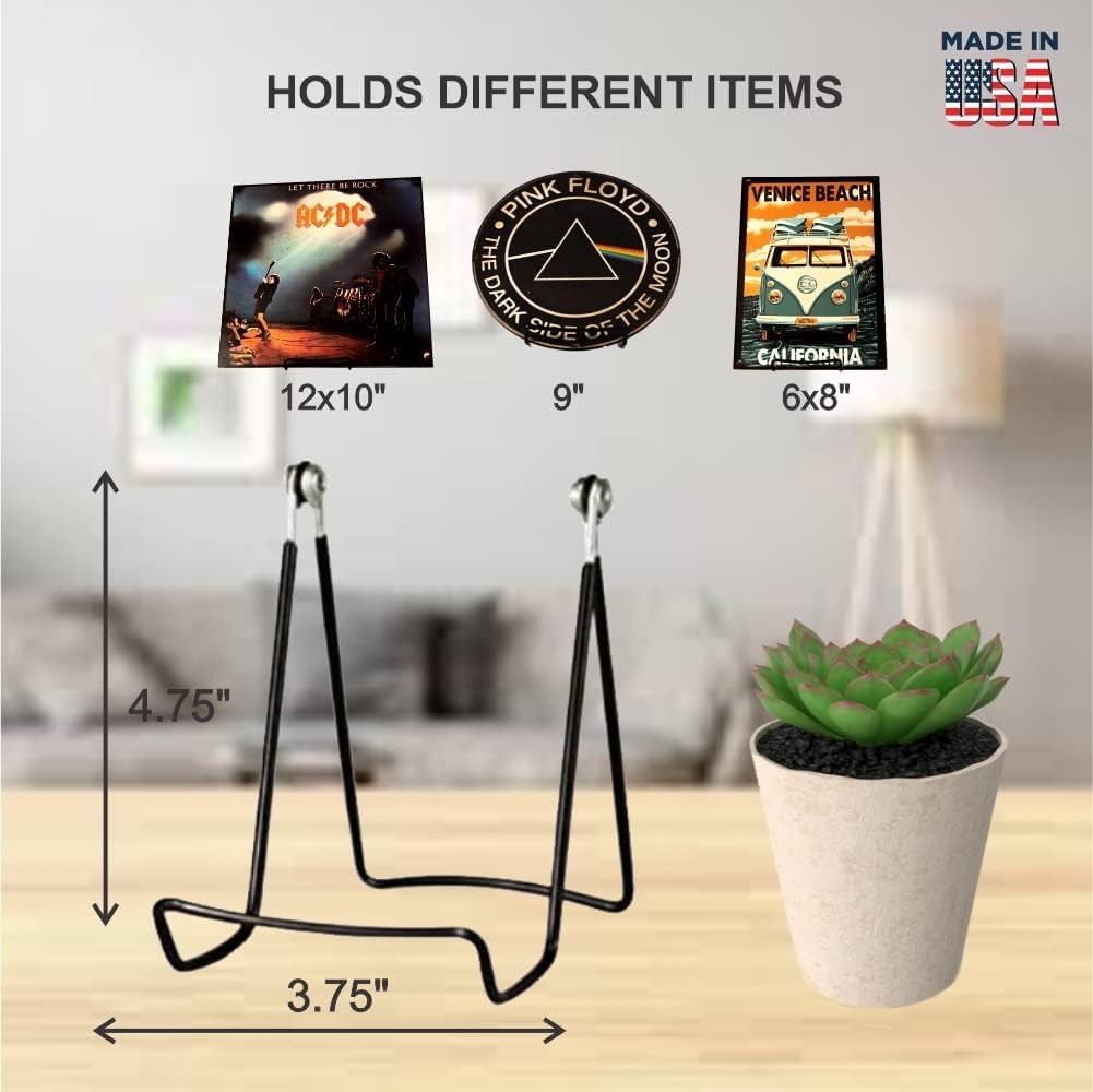 Kingdom Solutions Made In Usa 2-Pack Sturdy & Durable Adjustable Metal Easels To Display Books, Frames, Comics, Plates & More -