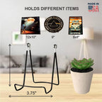 Kingdom Solutions Made In Usa 2-Pack Sturdy & Durable Adjustable Metal Easels To Display Books, Frames, Comics, Plates & More -