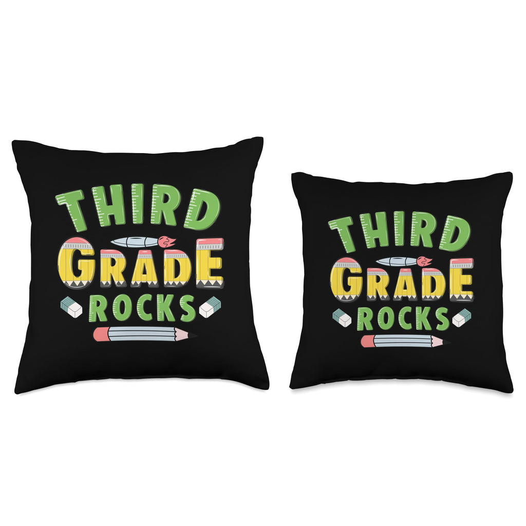 Third Grade Rocks Back To School Teacher Student Kids Throw Pillow