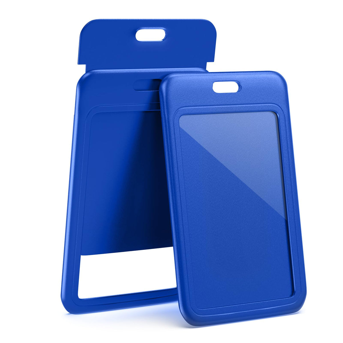 Jineasy Id Royal Blue Sliding Id Badge Holder Hard Plastic Vertical Badge Sleeve Case For Office,School,Id Credit Cards,Proximit