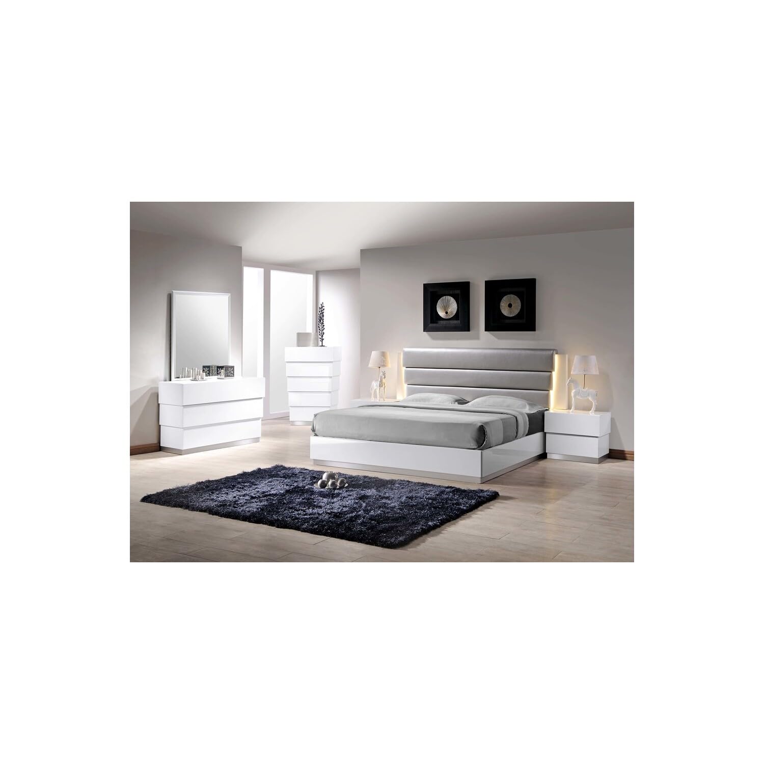 Best Master Furniture Florence White Modern 2-Drawer Bedroom Nightstand