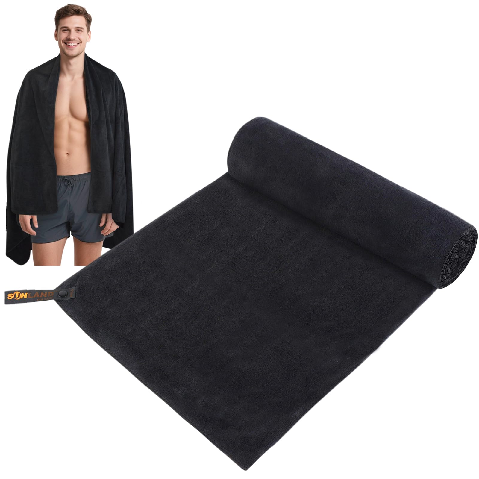 SUNLAND Microfiber Gym Bath Towel Ultra Soft Travel Camping Towel Super Absorbent Swimming Sport Towels with Carry Bag for Adult