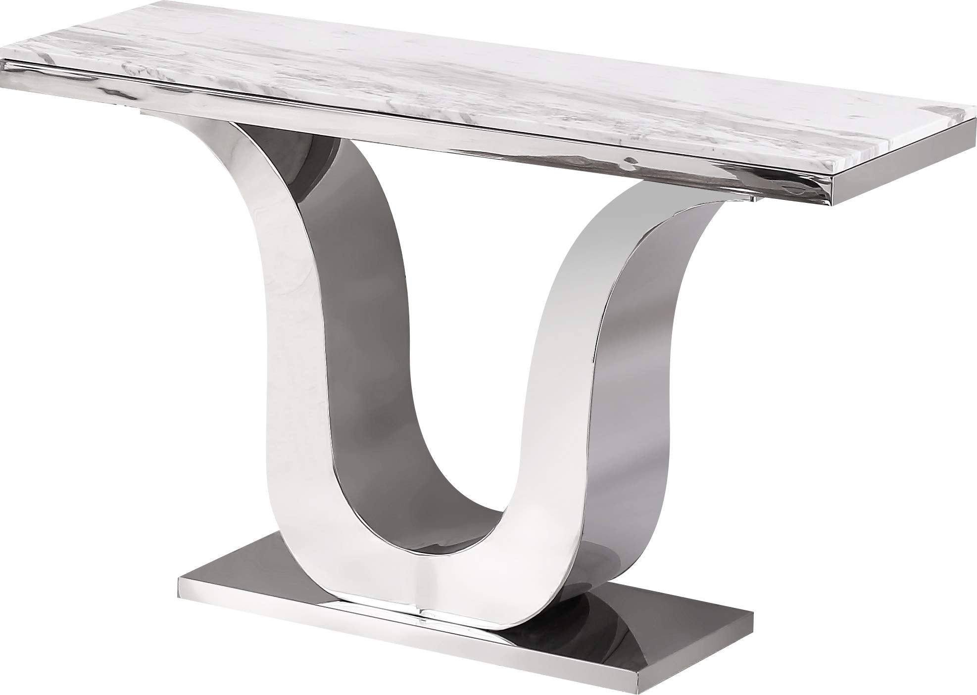 Best Quality Furniture 4 Piece Coffee, End, Console Table Set, White, Silver