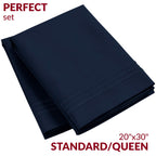 Mellanni Pillow Cases Standard Size Set Of 2 - Pillow Covers - Hotel Luxury Bedding Sheets & Pillowcases - Wrinkle, Fade, Stain Resistant (Set Of 2 Standard/Queen Size 20' X 30', Navy Blue)