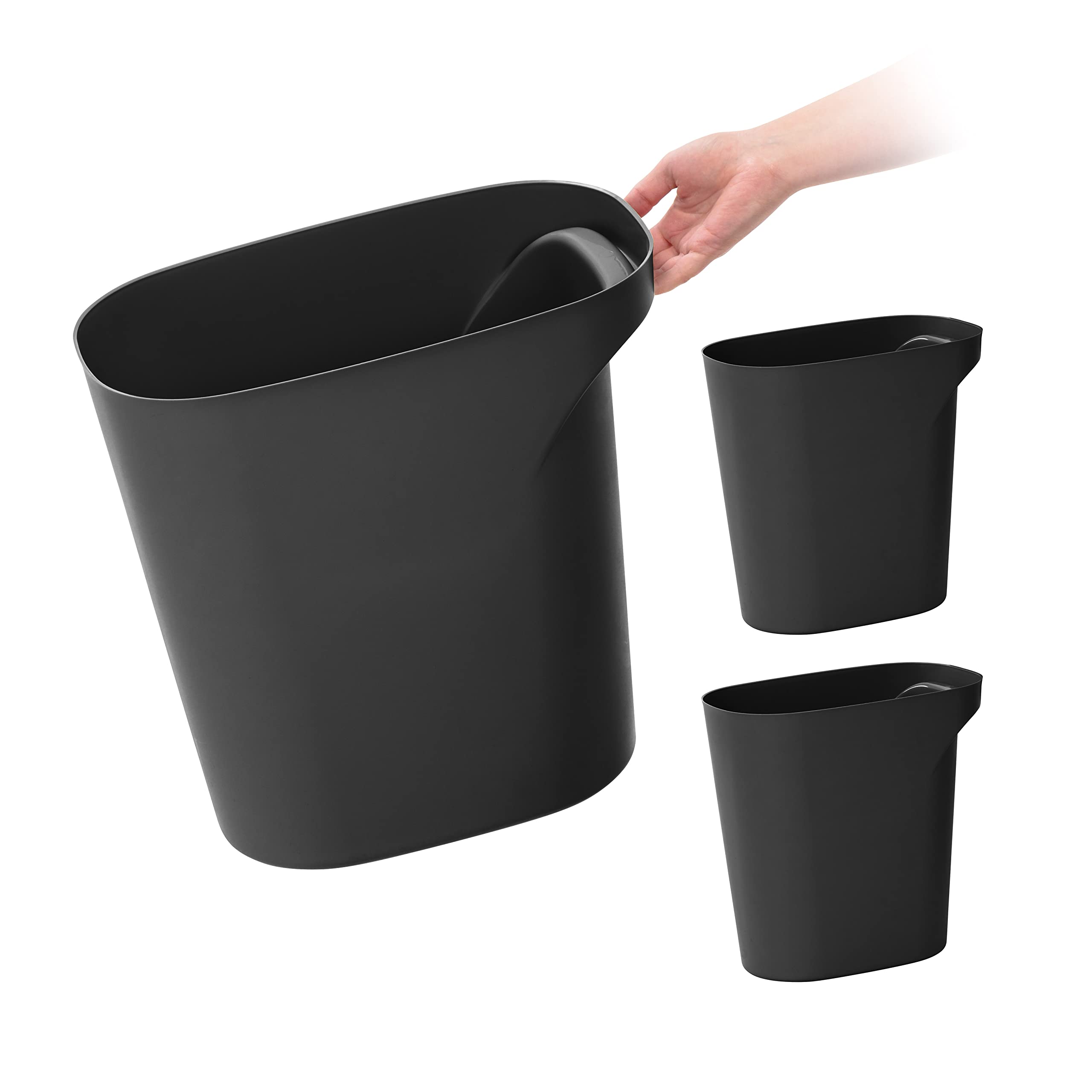 IRIS USA 6 Gallon / 24 Quart Trash Can Garbage Can Plastic Wastebasket Container Set, 3-Pack, for Home Office Kitchen Bedroom Ba