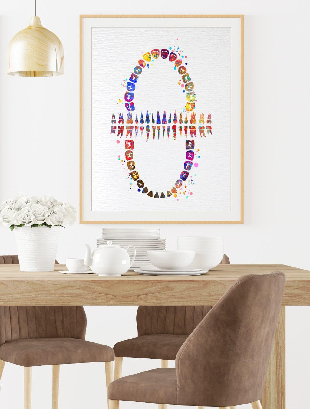 Dignovel Studios 13X19 Unframed Tooth Chart Anatomical Art Dental Clinic Dentistry Science Watercolor Art Print Poster Dn565