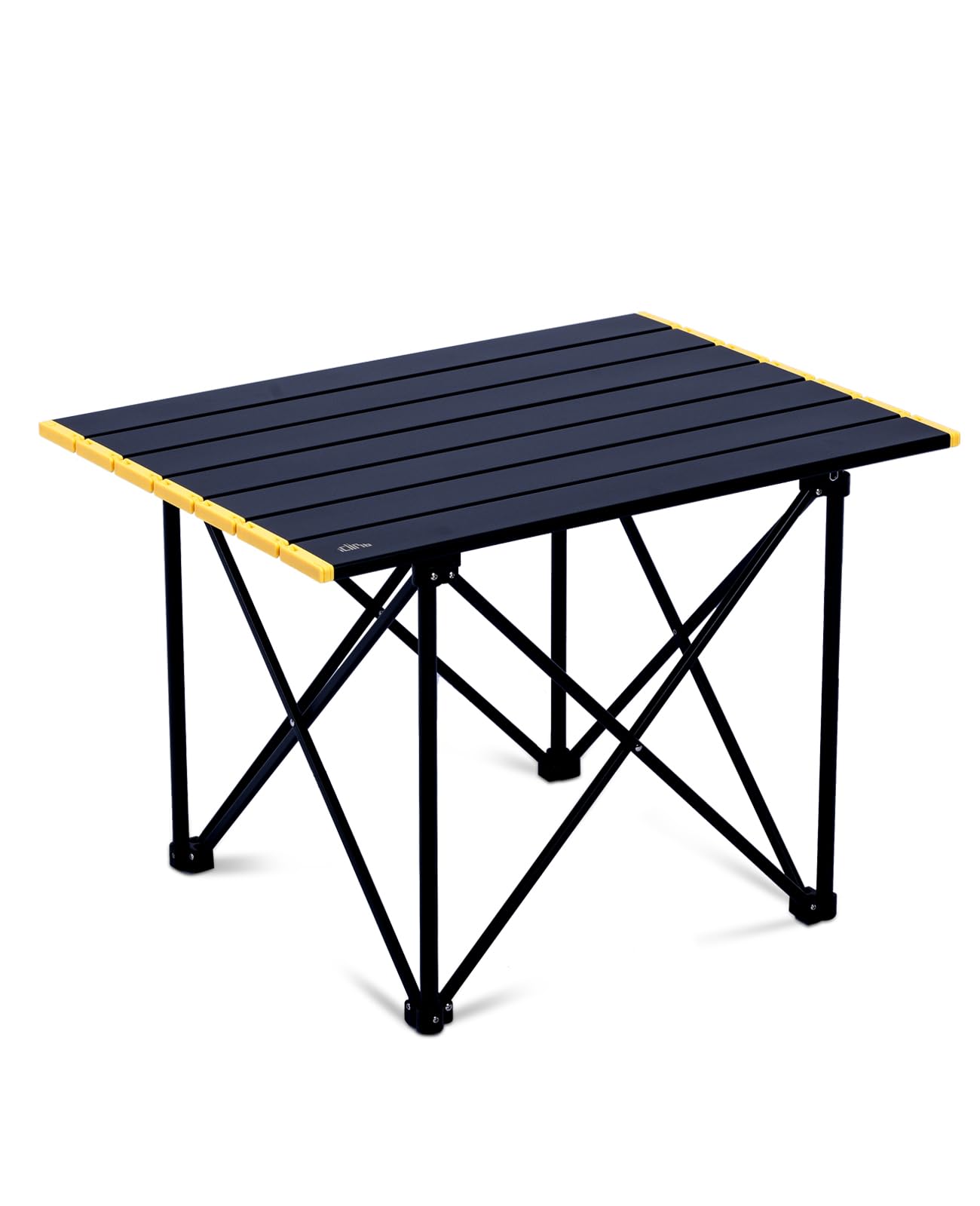 iClimb Ultralight Compact Camping Folding Table with Carry Bag (Reinforced Black - L)
