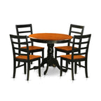East West Furniture ANPF5-BLK-W 5 Piece Dining Room Table Set Includes a Round Kitchen Table with Pedestal and 4 Dining Chairs, 36x36 Inch, Black & Cherry