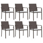 vidaXL 7-Piece Outdoor Dining Set with Cushions - Weather-Resistant PE Rattan and Sturdy Steel Construction - Tempered Glass Table Top - Comfortable Cushioned Chairs for Patio and Garden Use