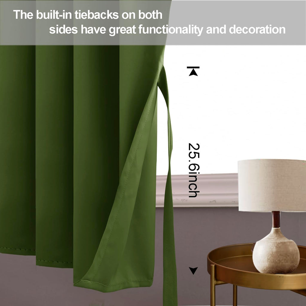 Jiuzhen Olive Green Blackout Curtains For Bedroom - Light Blocking And Noise Reducing Grommet Curtains For Living Room Darkening Curtains, Set Of 2 Window Curtain Panels, 42 X 63 Inch Length