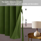 Jiuzhen Olive Green Blackout Curtains For Bedroom - Light Blocking And Noise Reducing Grommet Curtains For Living Room Darkening Curtains, Set Of 2 Window Curtain Panels, 38 X 54 Inch Length