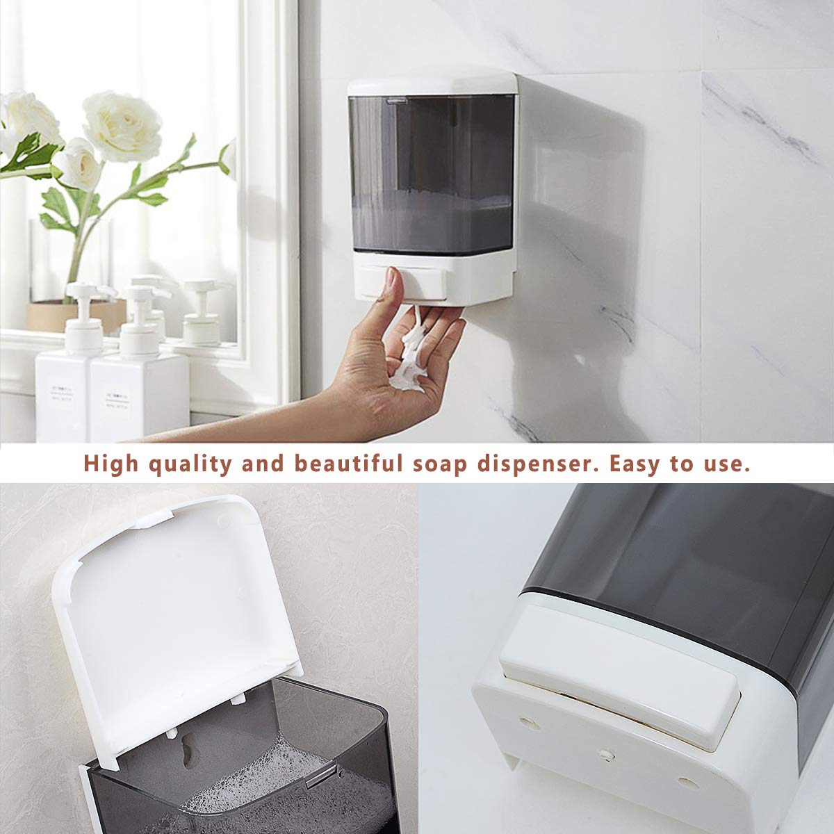 Iealods Manual Soap Dispenser 33.8Oz / 1000Ml Wall Mounted Soap Dispenser Hand Commercial Soap Dispenser For Bathroom Kitchen Ho