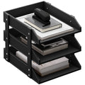 Leather Desk Organizer, Thipoten 3-Tier Stackable Letter Tray Holder For Office Supplies, Paper, File, Magazine, Perfect Office