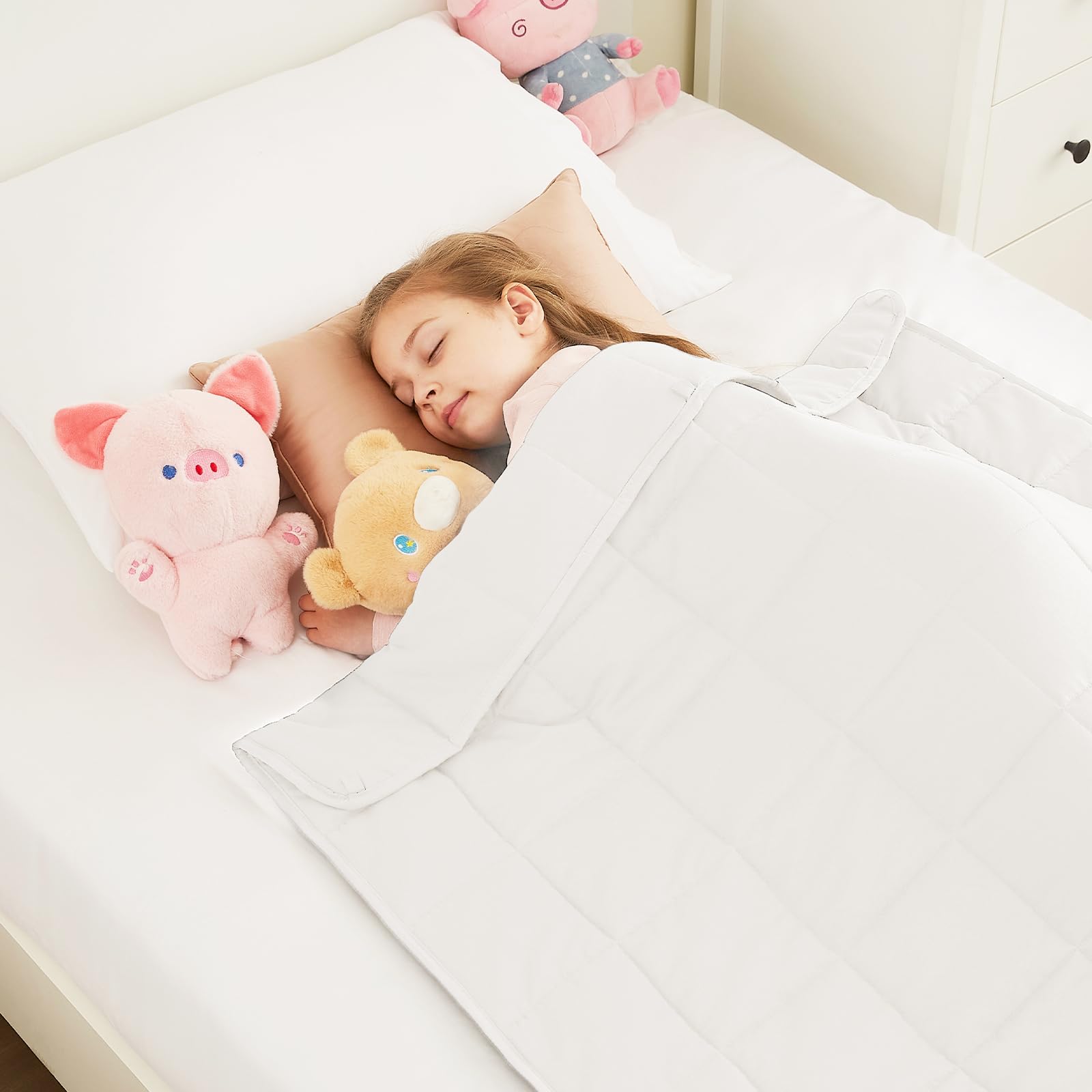HOSUKKO Weighted Blanket - 3 lbs White Heavy Blanket - Breathable Blanket(36 * 48 inches, 3 lbs)
