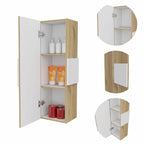 HomeRoots Light Oak - White Particle Board Light Oak and White Multi Purpose Vertical Hanging Cabinet