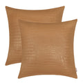 BRAWARM Faux Leather Pillow Covers 20 X 20 Inches, Tan Leather Pillow Covers Pack of 2, Crocodile Leather Decorative Throw Pillo