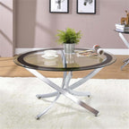 Coaster Home Furnishings Brooke Round Glass Top Coffee Table Metal Base Chrome