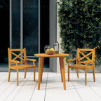 vidaXL Solid Acacia Wood Patio Dining Chairs - Set of 2, Outdoor Garden Furniture with Comfortable Armrests and Stylish Cross Slatted Design