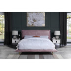 Acme Metis Top Grain Leather Upholstered Eastern King Bed in Pink