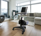 Aidata Ergonomic Sit-Stand Mobile Laptop Cart Work Station with Printer Shelf, Black, LPD009P